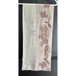 Vintage Halston Sheer Brown/Beige Silk Floral Scarf 14"x 60"
